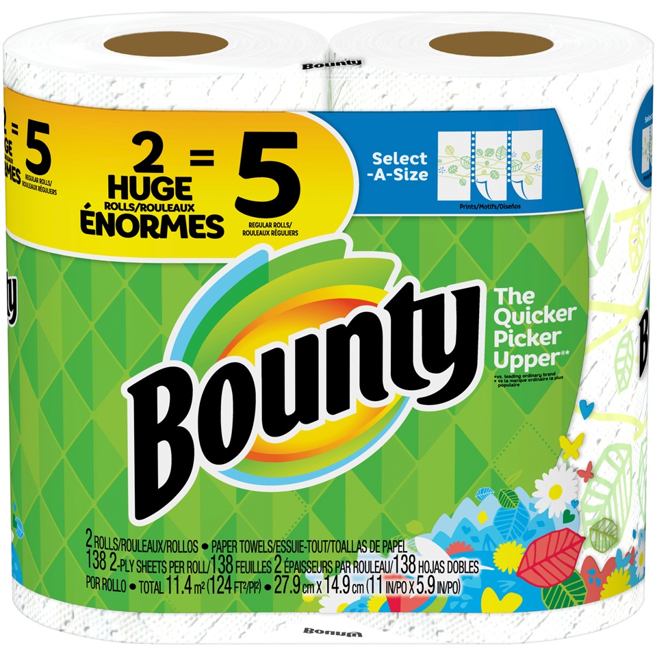 slide 1 of 2, Bounty Select-A-Size Printed Paper Towels, 2 ct