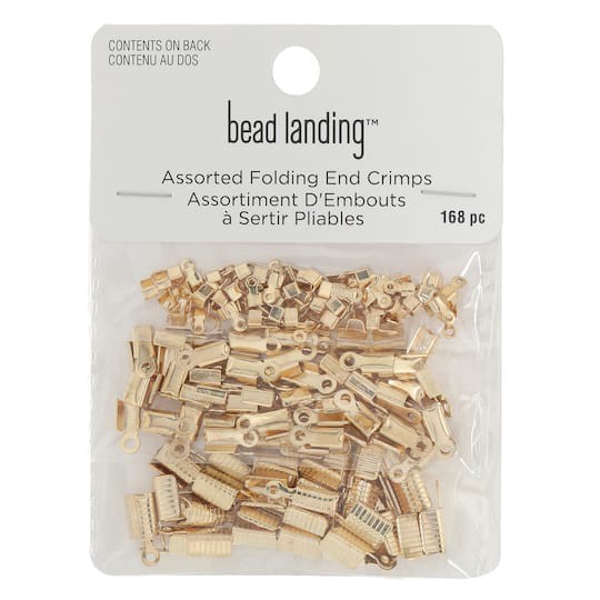 slide 1 of 3, Mixed Gold Folding End Crimps, 168ct. By Bead Landing, 168 ct