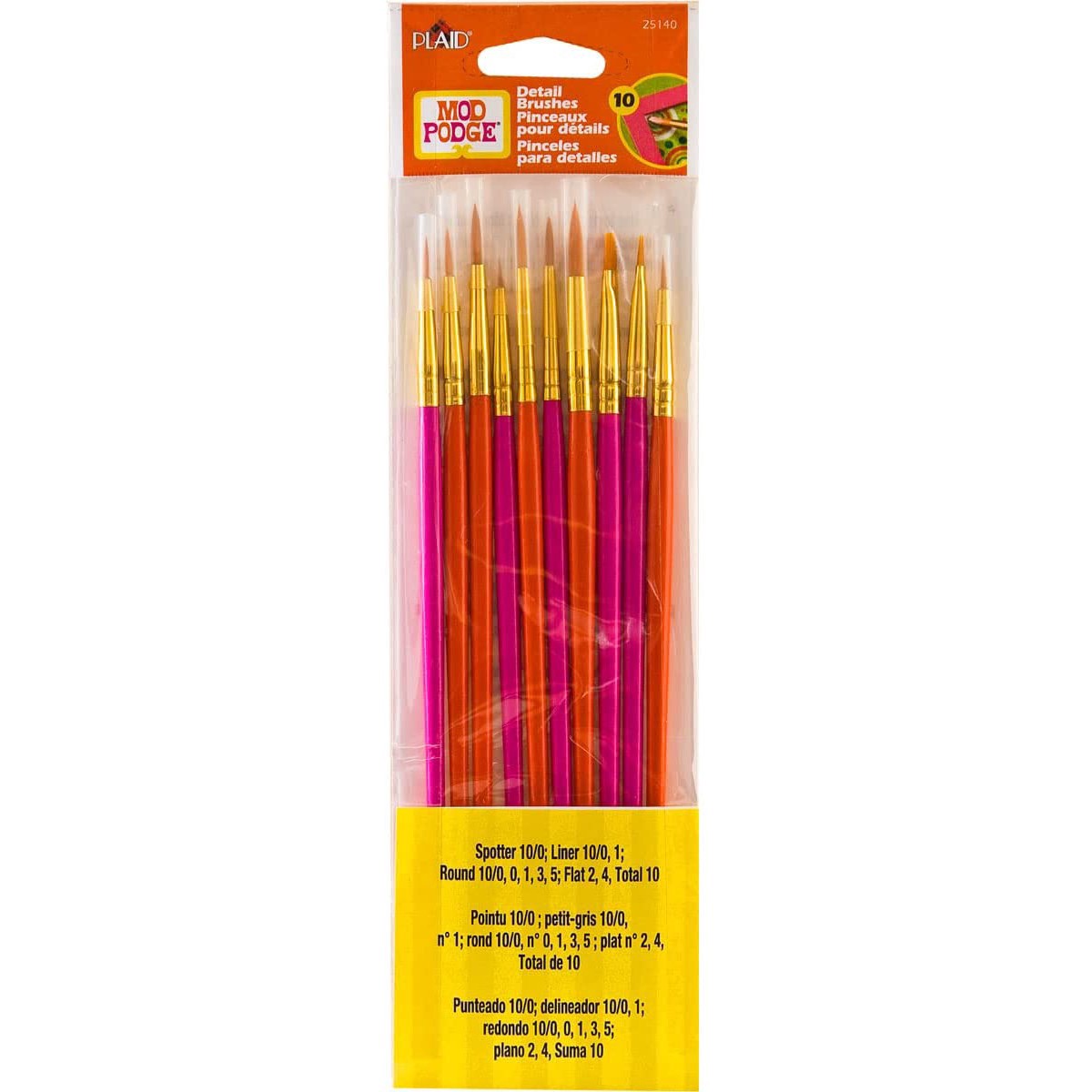 slide 6 of 6, Mod Podge Detail Brush Set, 10 Pieces, 10 ct