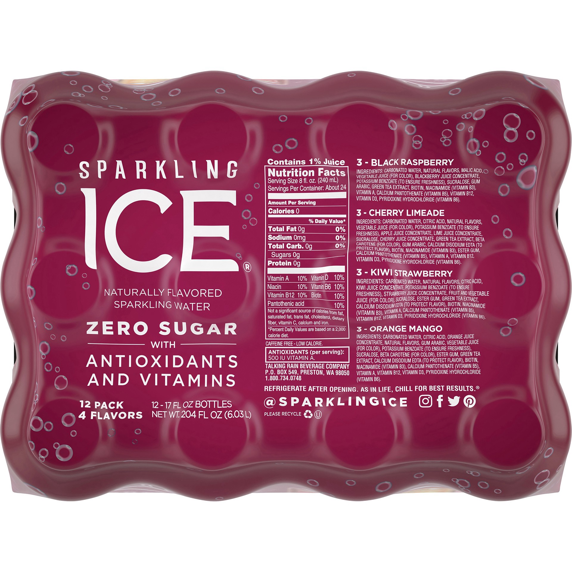 slide 9 of 13, Sparkling ICE Zero Sugar 4 Flavors Sparkling Water - 12 ct, 12 ct; 17 fl oz