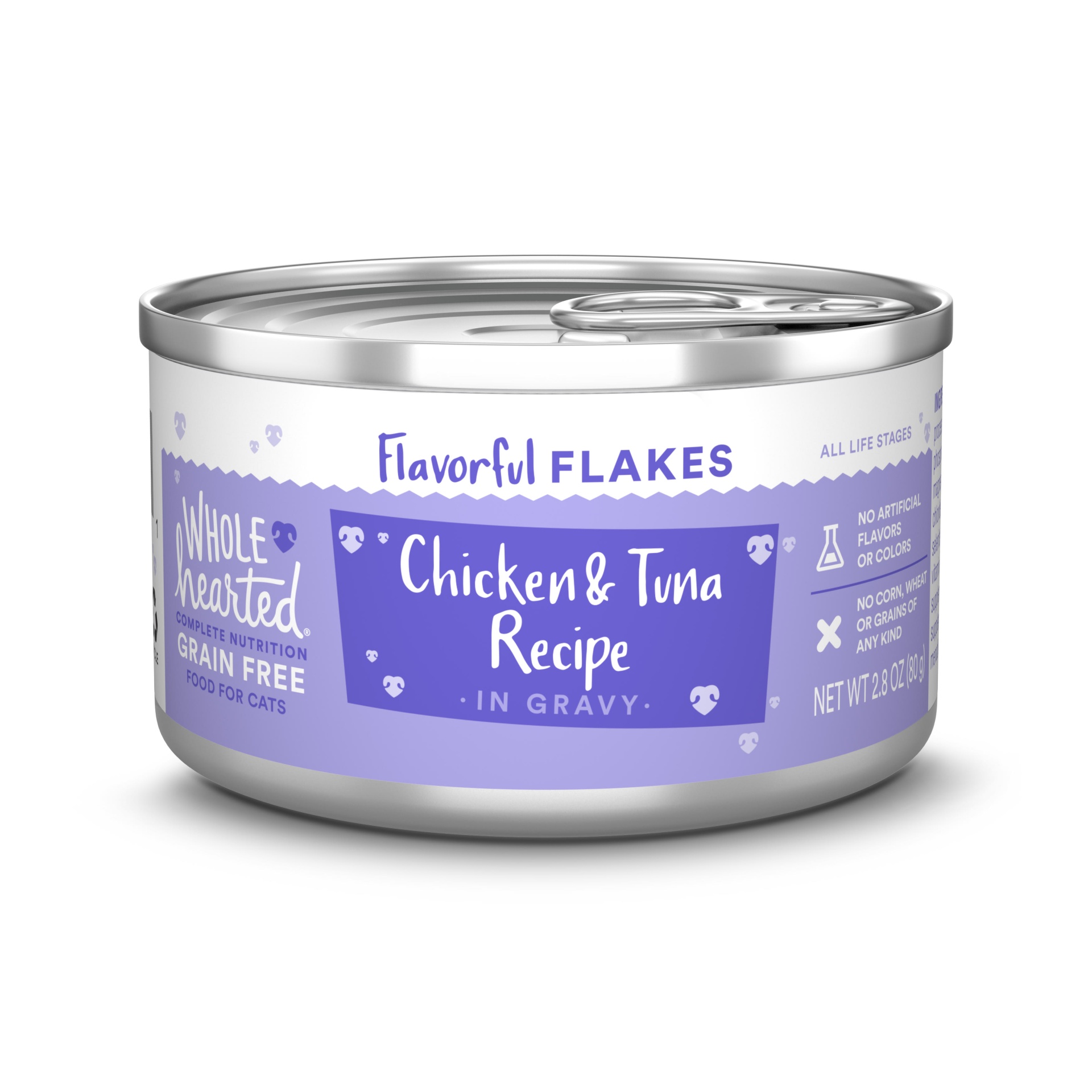 slide 1 of 1, WholeHearted All Life Stages Canned Cat Food - Grain Free Chicken and Tuna Recipe Flaked in Gravy, 2.8 oz