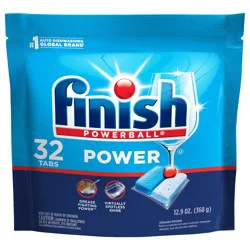 Finish Power Dishwasher Detergent, Premium Dishwashing Tablets, 32 Tabs