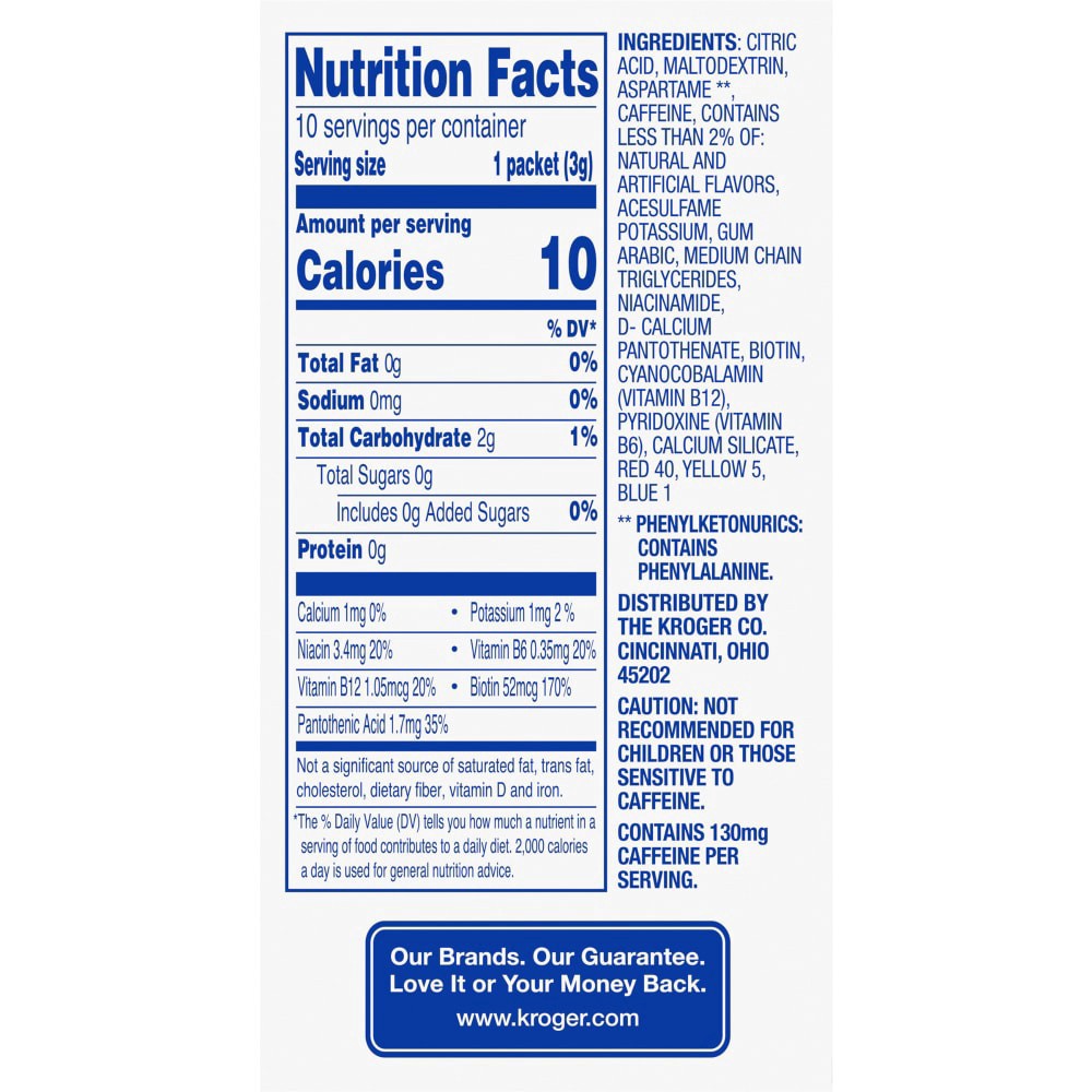 slide 2 of 2, Kroger Energy Sugar Free Naturally And Artificially Flavored Strawberry Drink Mix - 10 ct, 10 ct