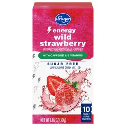 Kroger Energy Sugar Free Naturally And Artificially Flavored Strawberry Drink Mix - 10 ct