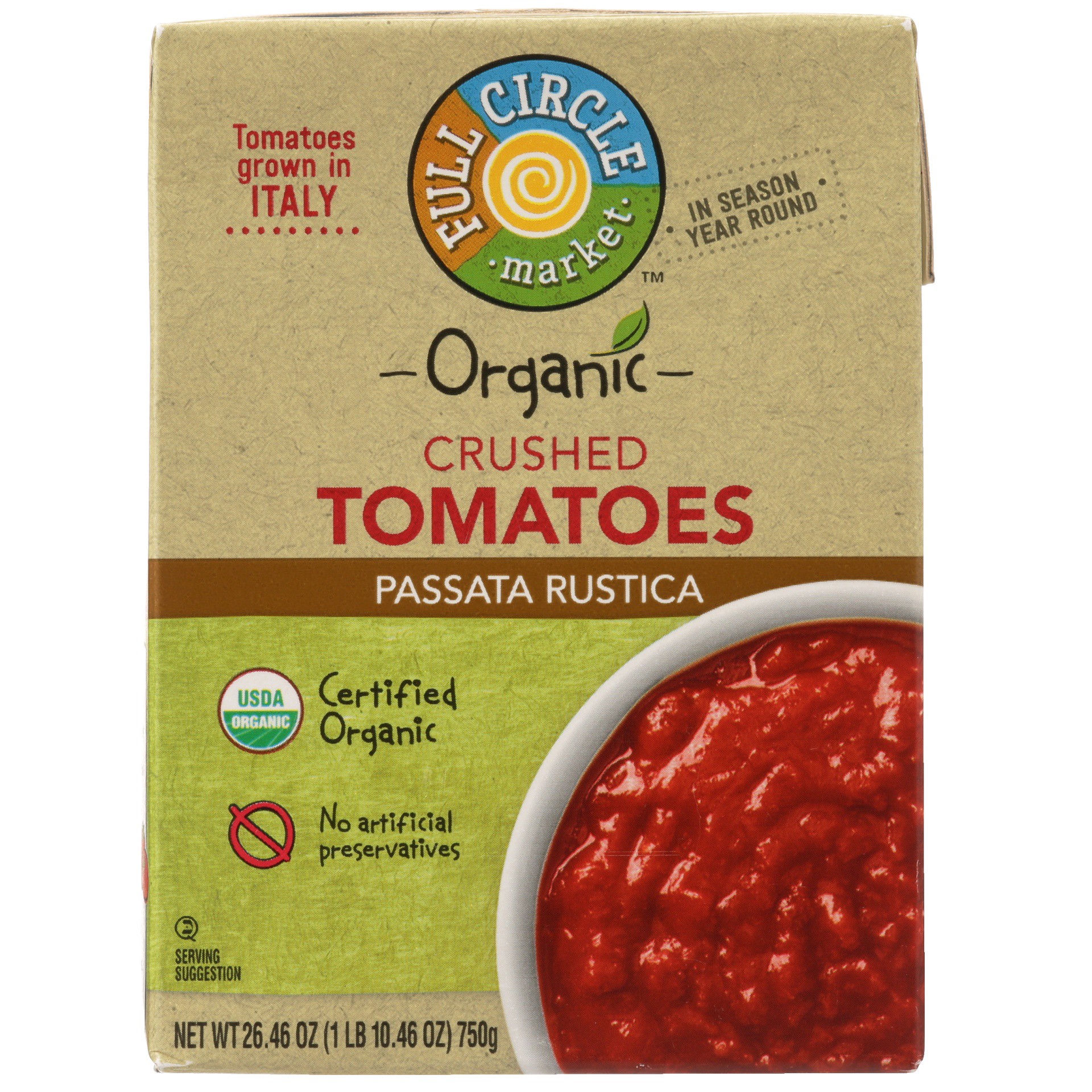 slide 1 of 6, Full Circle Market Organic Crushed Tomatoes Passata Rustica, 26.46 oz