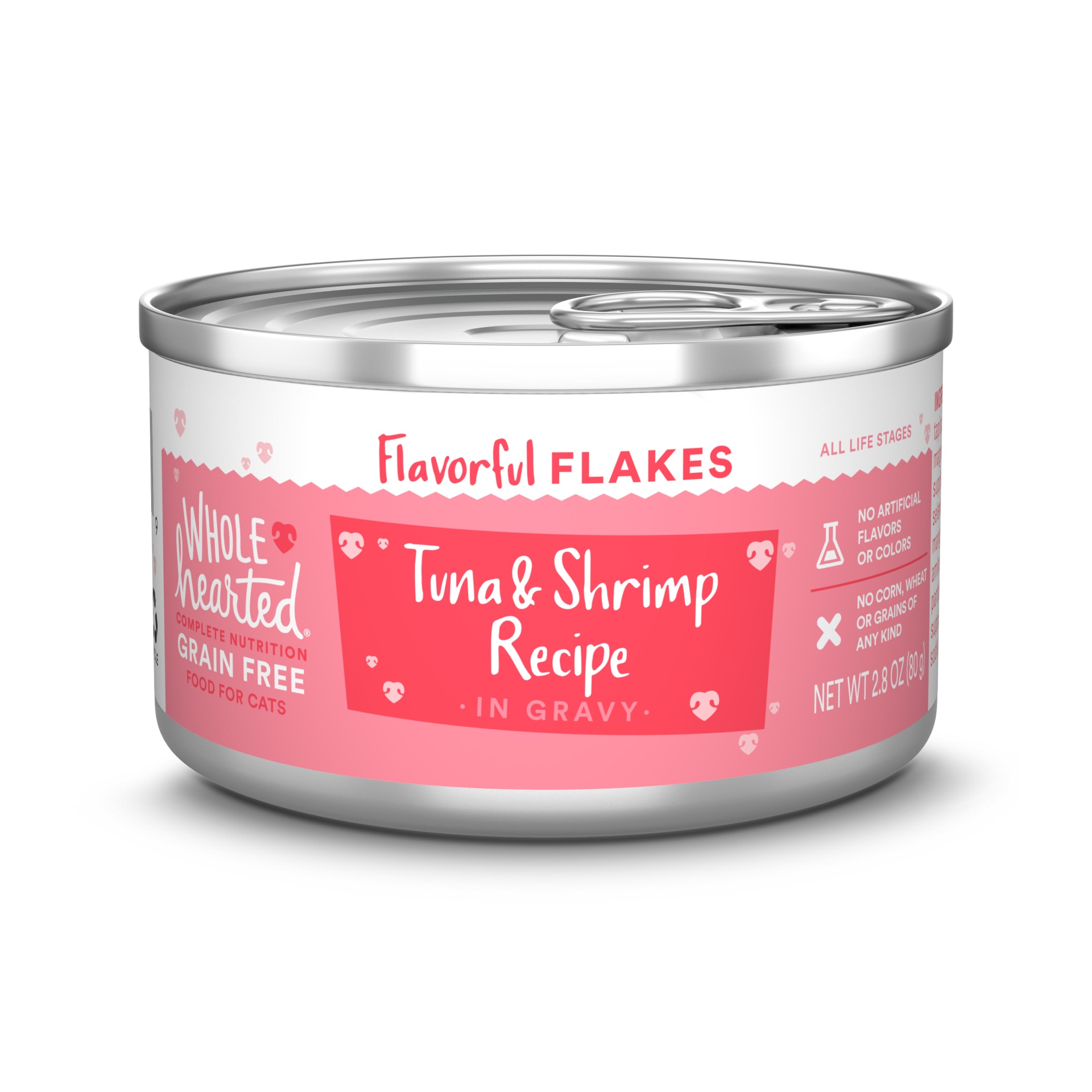 slide 1 of 1, WholeHearted All Life Stages Canned Cat Food - Grain Free Tuna and Shrimp Recipe Flaked in Gravy, 2.8 oz