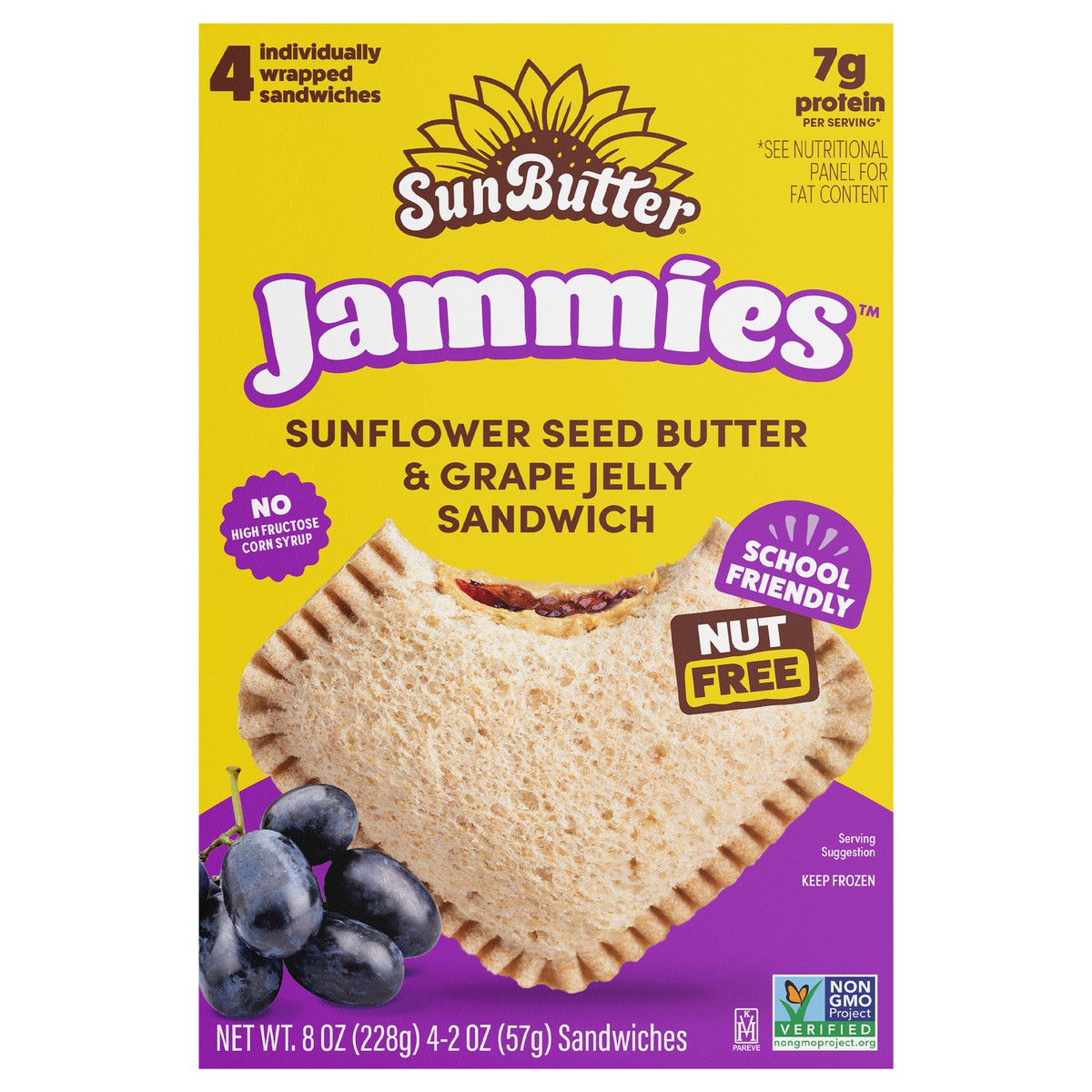 slide 1 of 9, SunButter Jammies Sunflower Seed Butter and Grape Jelly Sandwich 8 Oz, 4 ct