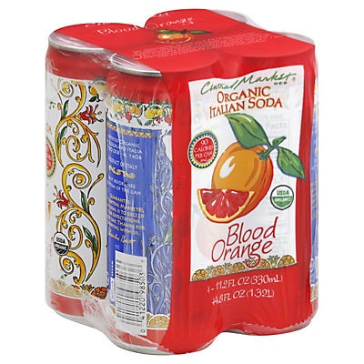 slide 1 of 1, Central Market Organic Blood Orange Italian Soda - 4 ct, 4 ct