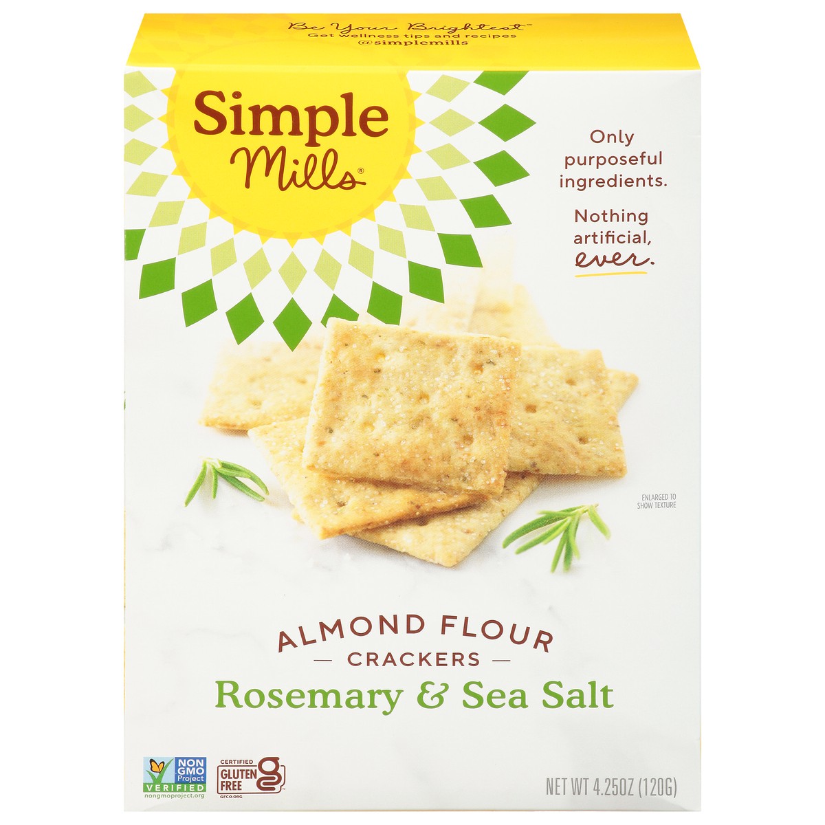 slide 1 of 13, Simple Mills Organic Rosemary & Sea Salt Almond Flour Crackers, 4.25 oz