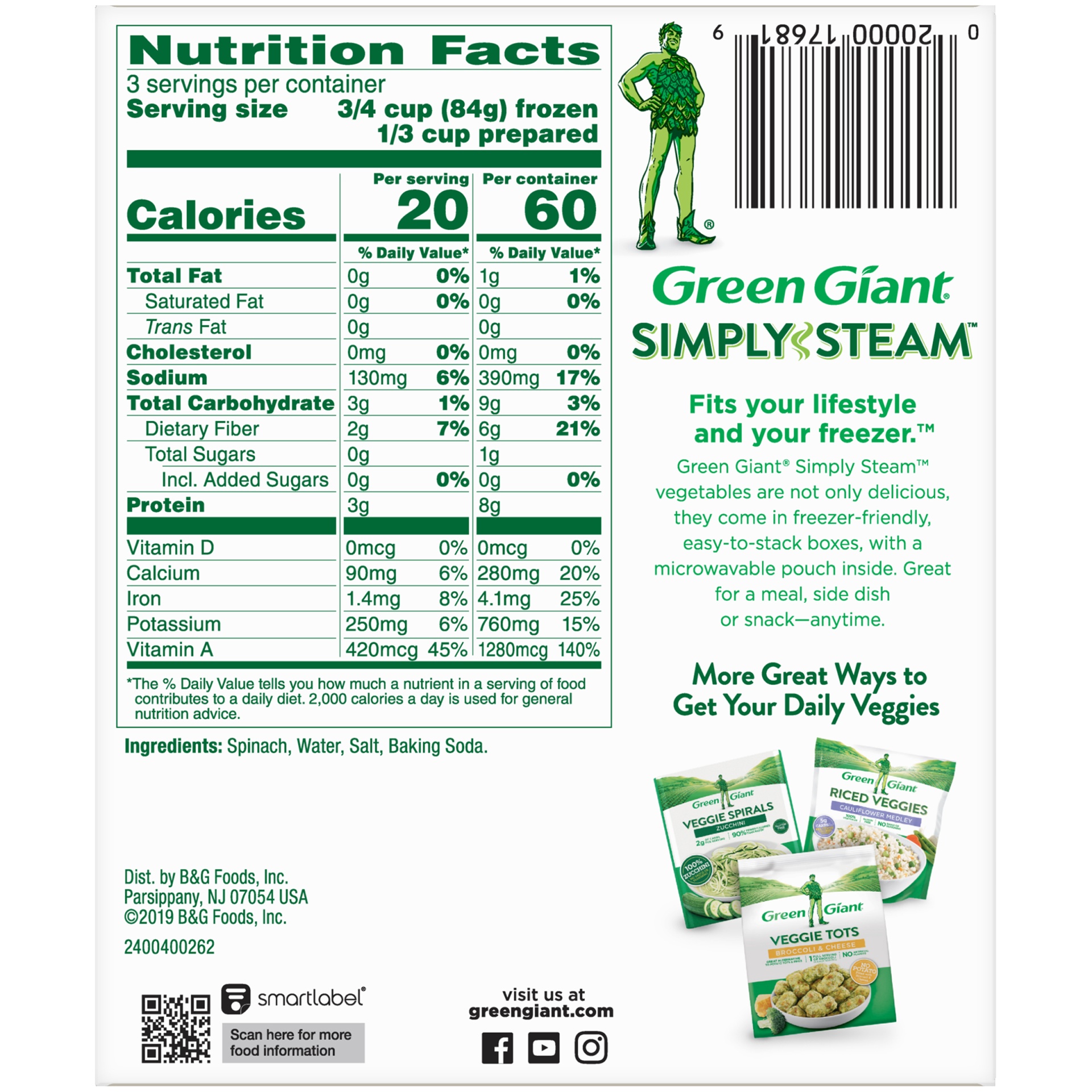 slide 7 of 8, Green Giant Simply Steam No Sauce Chopped Spinach 9 oz, 9 oz