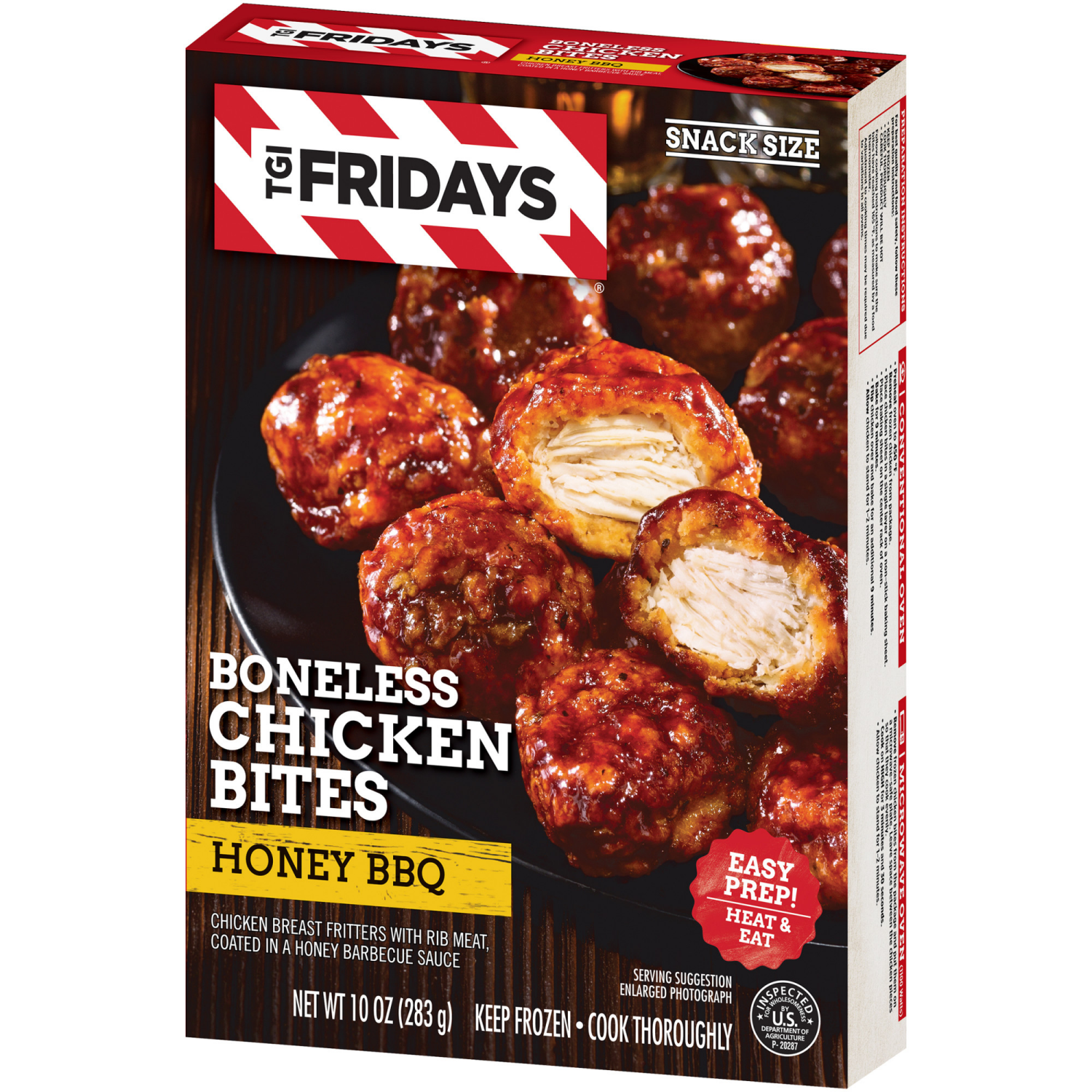 slide 4 of 8, TGI Fridays Honey BBQ Boneless Chicken Bites Frozen Snacks, 10 oz Box, 10 oz