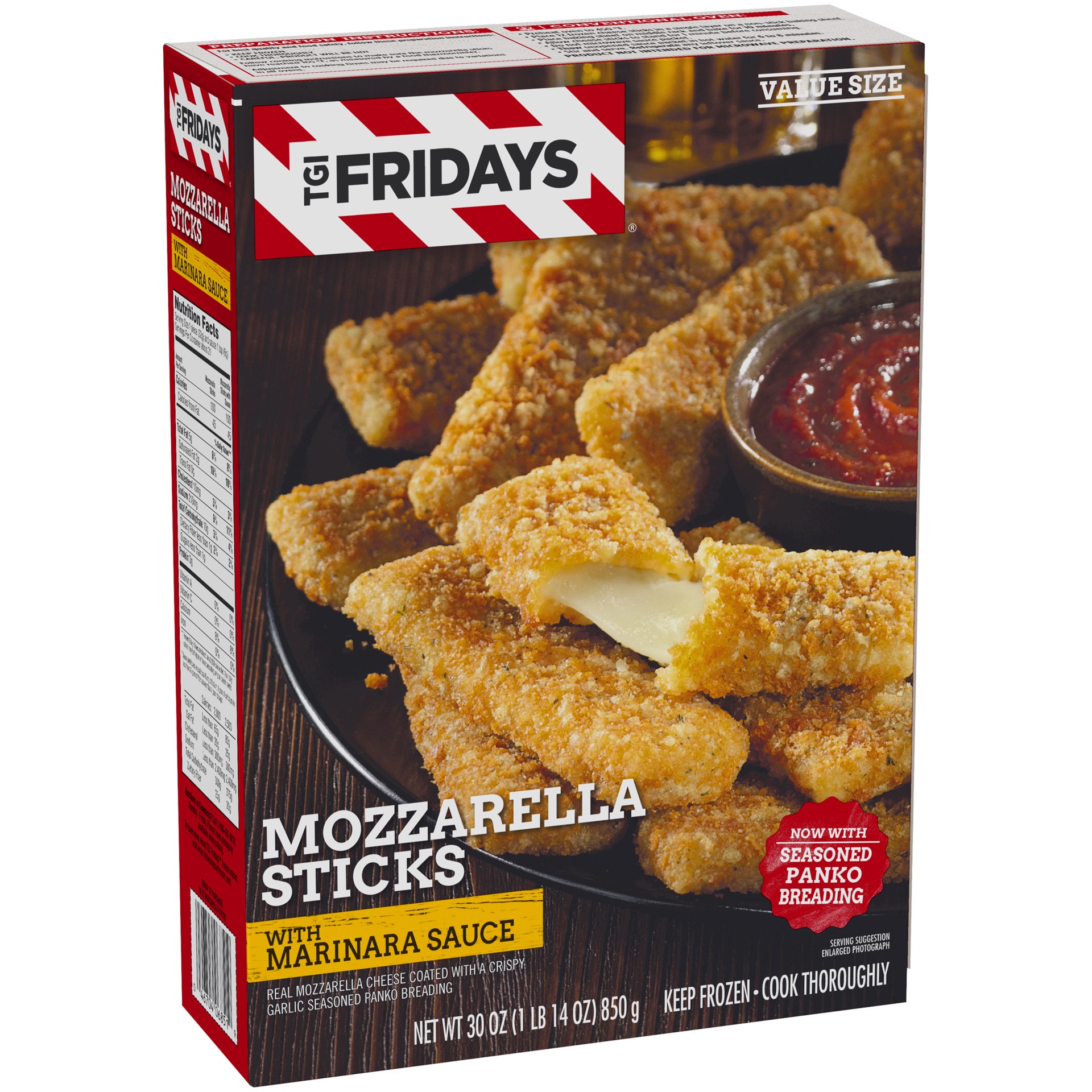 slide 6 of 10, TGI Fridays Mozzarella Sticks Value Size Frozen Snacks with Marinara Sauce, 30 oz