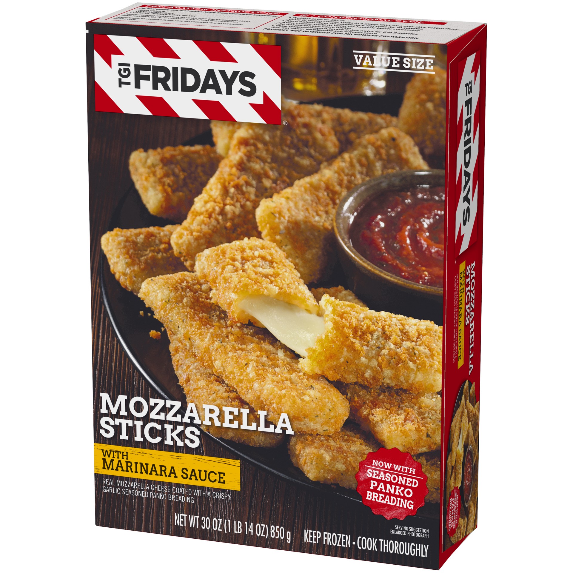 slide 7 of 10, TGI Fridays Mozzarella Sticks Value Size Frozen Snacks with Marinara Sauce, 30 oz