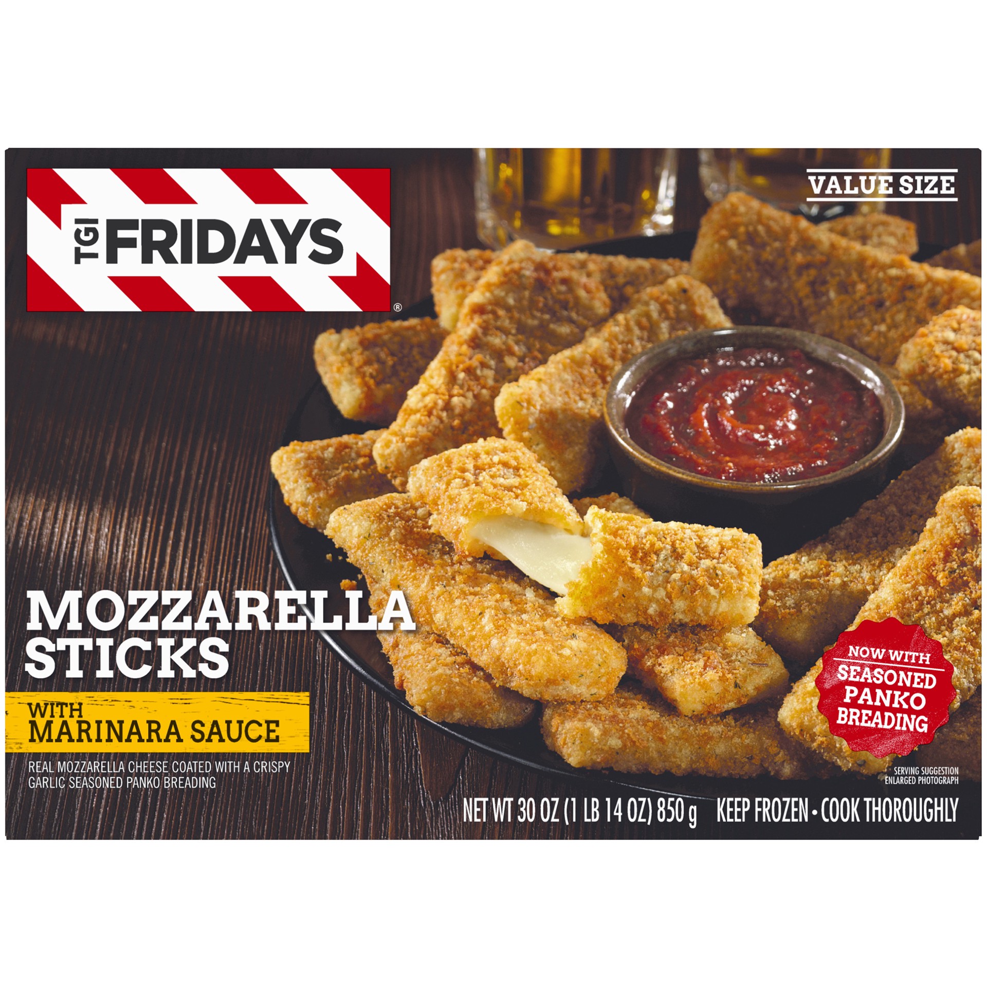 slide 8 of 10, TGI Fridays Mozzarella Sticks Value Size Frozen Snacks with Marinara Sauce, 30 oz