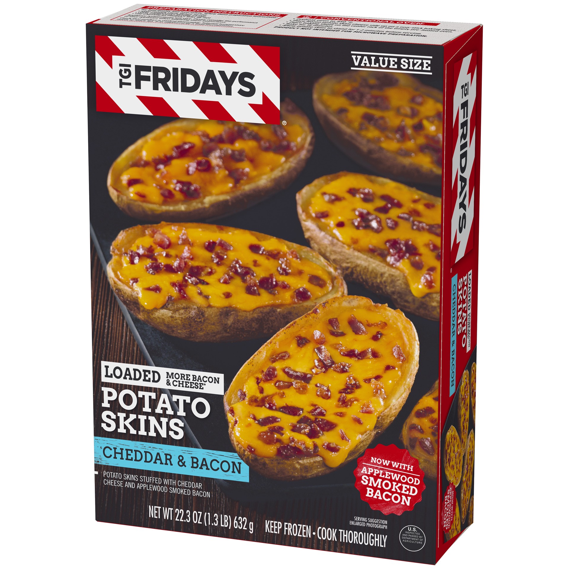 slide 3 of 6, TGI Fridays Loaded Cheddar & Bacon Potato Skins Value Size Frozen Snacks, 22.3 oz