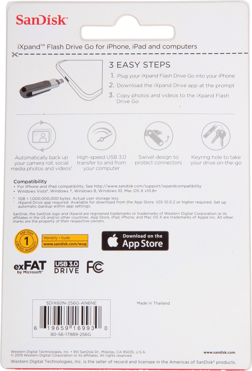 slide 2 of 12, SanDisk iXpand 256 GB Flash Drive Go 1 ea, 1 ct