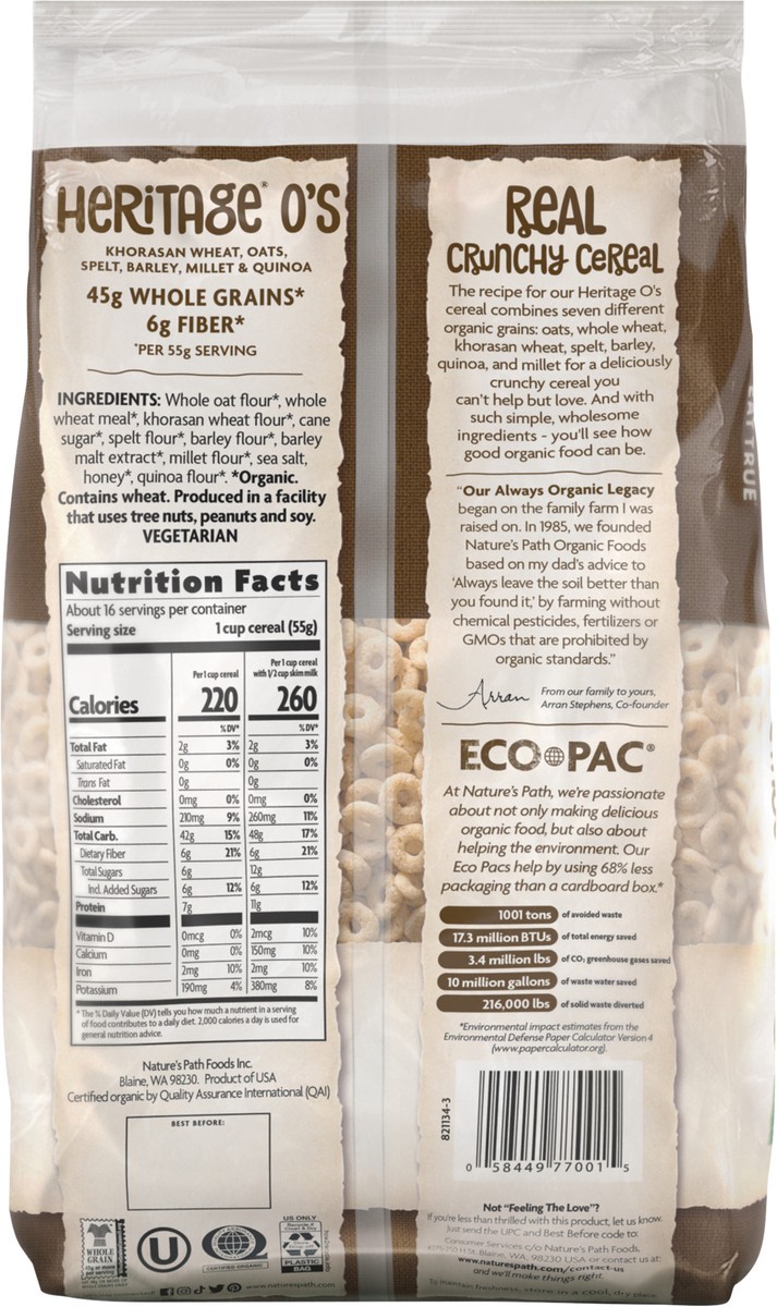 slide 3 of 3, Nature's Path Organic Heritage O'S Cold Cereal 32oz EcoPac Bag, 32 oz