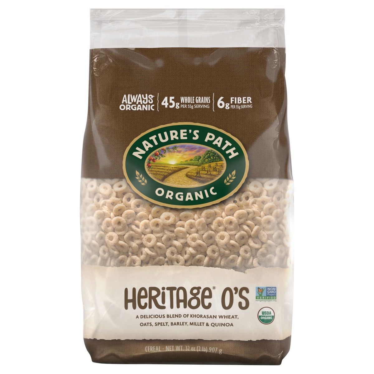 slide 1 of 3, Nature's Path Organic Heritage O'S Cold Cereal 32oz EcoPac Bag, 32 oz