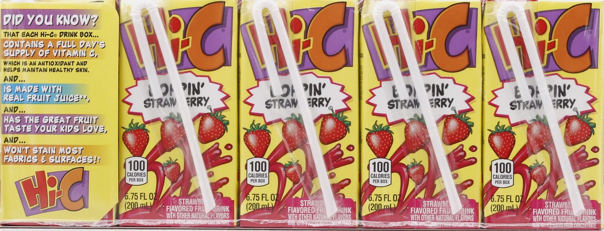 slide 2 of 6, Hi-C Fruit Drink, Boppin' Strawberry Flavored - 10 ct, 10 ct