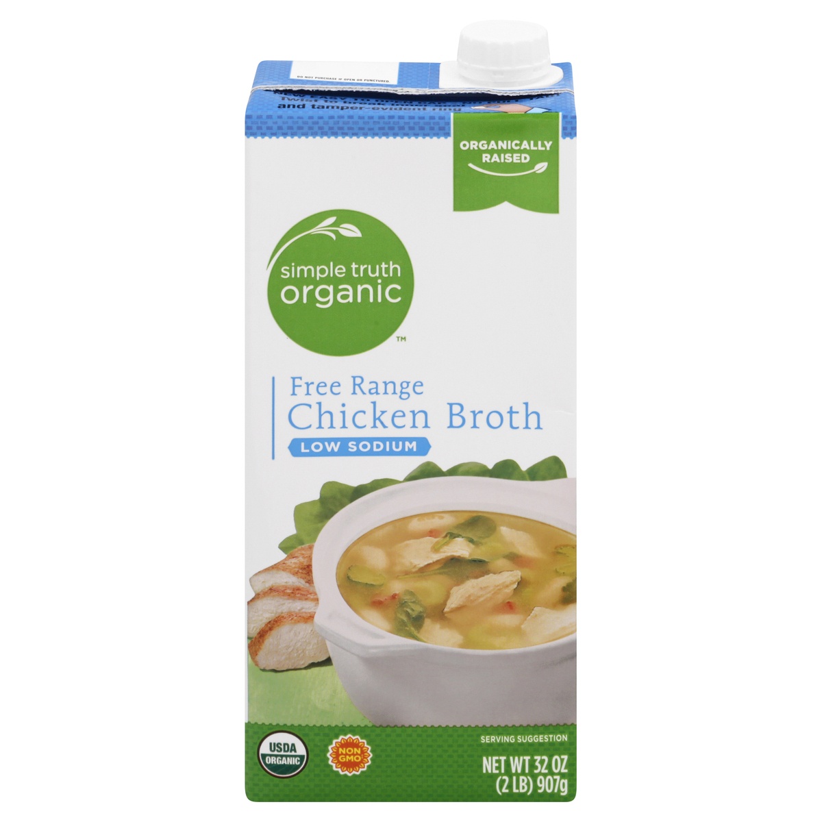 slide 1 of 1, Simple Truth Organic Free Range Chicken Broth Low Sodium, 32 oz