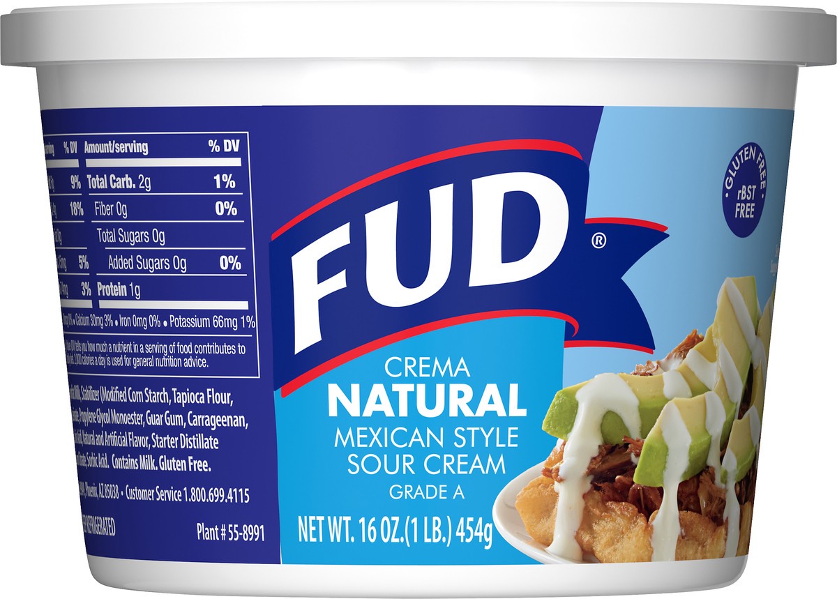 slide 5 of 9, FUD Natural Mexican Style Sour Cream 16 oz, 16 oz