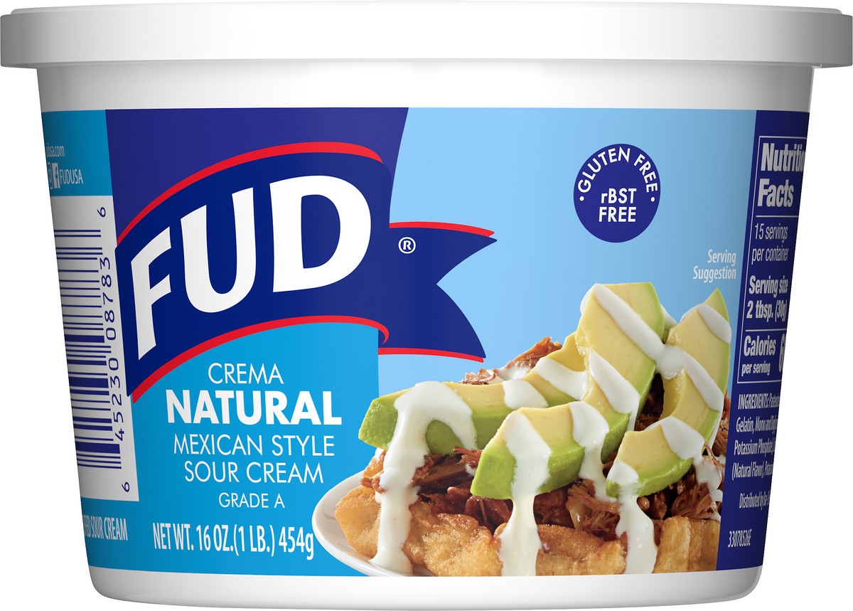 slide 1 of 9, FUD Natural Mexican Style Sour Cream 16 oz, 16 oz