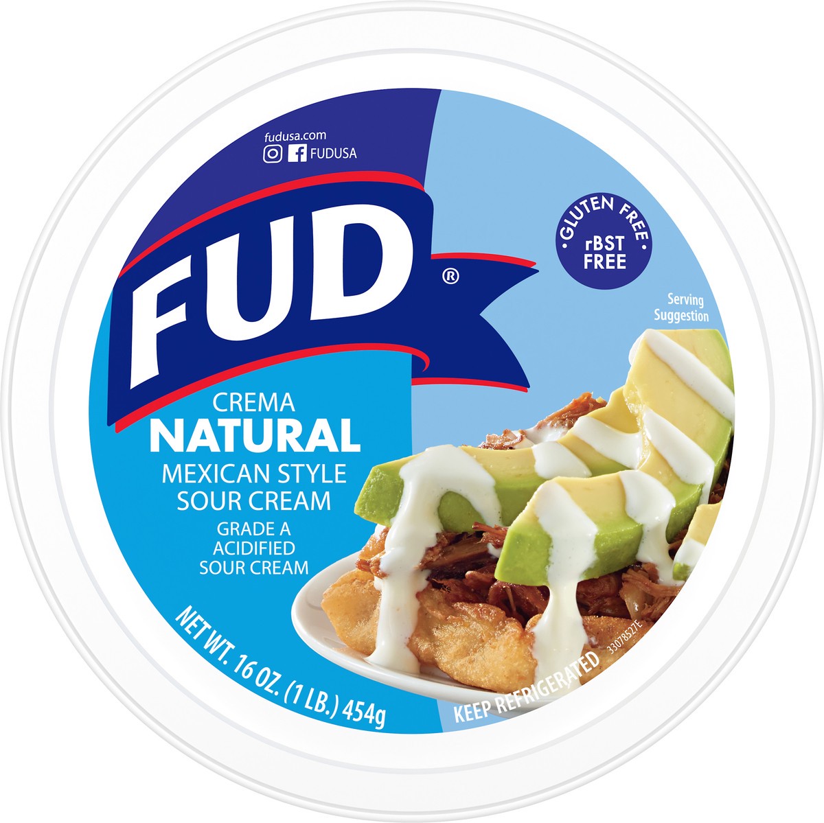 slide 9 of 9, FUD Natural Mexican Style Sour Cream 16 oz, 16 oz