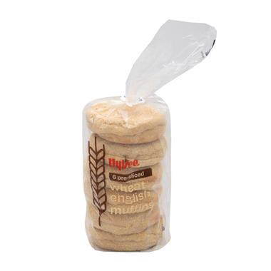 slide 1 of 1, Hy-Vee Wheat English Muffins 6ct, 12 oz