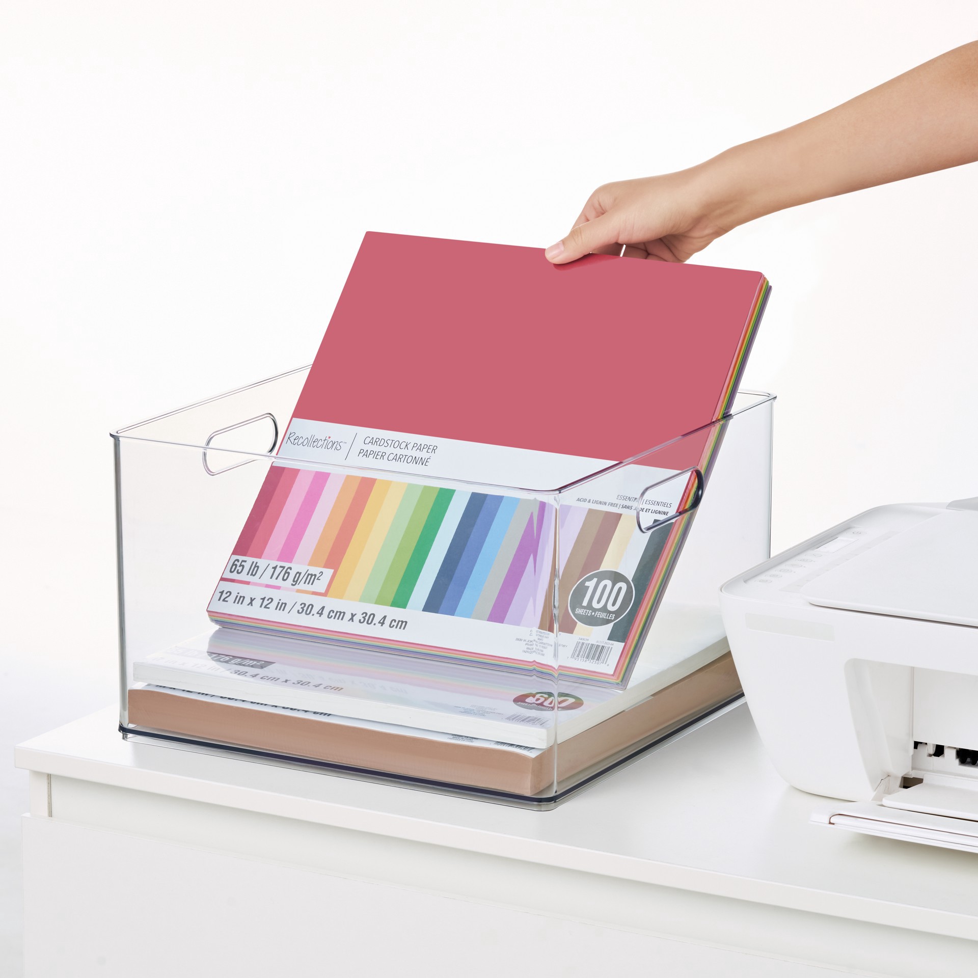 slide 6 of 7, 13" X 13" Clear Storage Bin With Handles By Simply Tidy, 13 in x 13 in