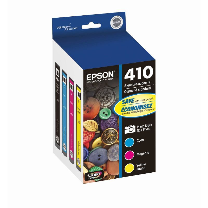 slide 2 of 8, Epson 410 4pk Combo Ink Cartridges - Black/Cyan/Magenta/ Yellow (T410520-CP), 4 ct