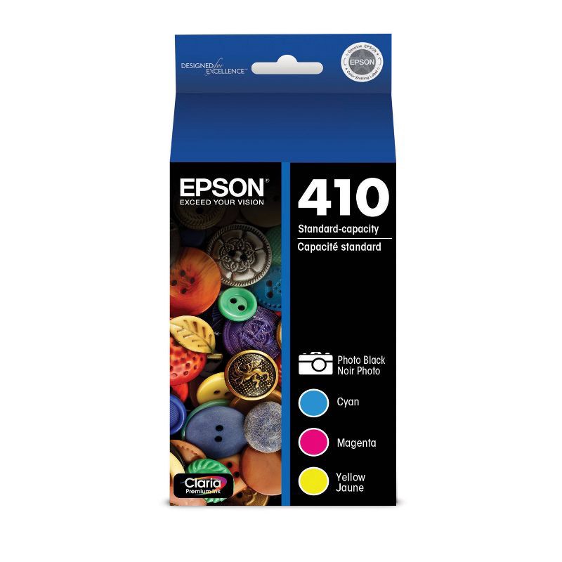 slide 5 of 8, Epson 410 4pk Combo Ink Cartridges - Black/Cyan/Magenta/ Yellow (T410520-CP), 4 ct