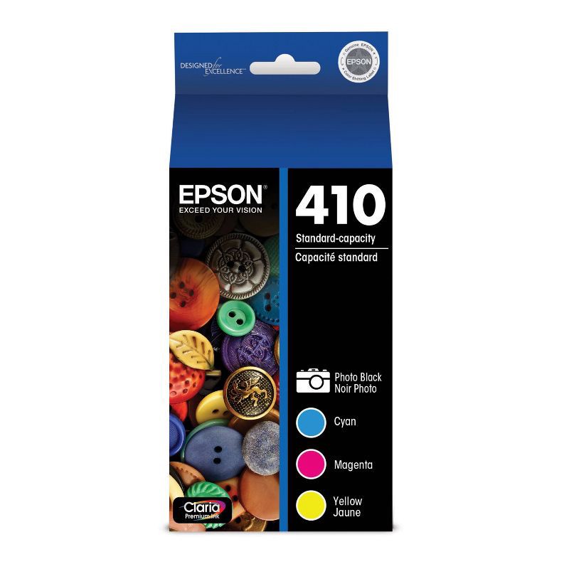 slide 1 of 8, Epson 410 4pk Combo Ink Cartridges - Black/Cyan/Magenta/ Yellow (T410520-CP), 4 ct