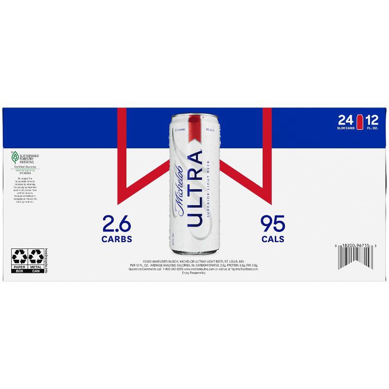 slide 9 of 10, Michelob Ultra Superior Light Beer - 24pk/12 fl oz Cans, 24 ct; 12 fl oz