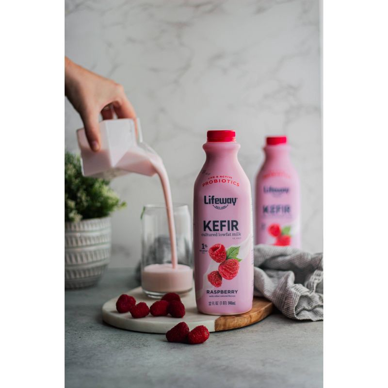 slide 3 of 3, Lifeway Kefir Raspberry Low Fat Milk Smoothie - 32 fl oz, 32 fl oz