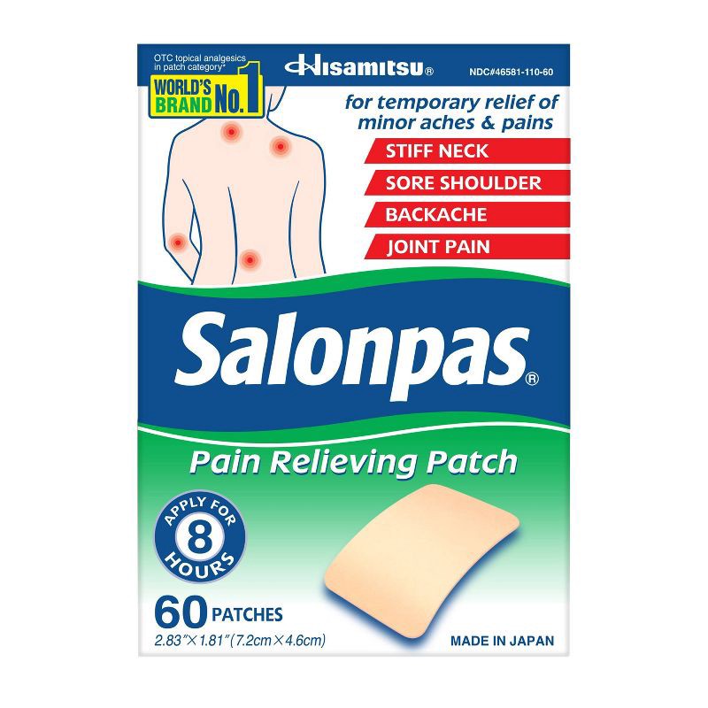 slide 1 of 7, Salonpas Pain Relieving Patch - 8 Hour Pain Relief - 60ct, 60 ct
