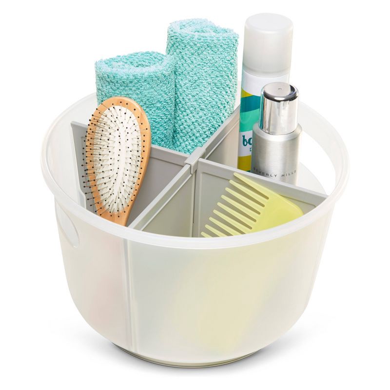 slide 2 of 5, Divided Tote Frost/Gray - Madesmart: Under Sink Organizer, Polypropylene Material, with Handles & Dividers, 1 ct