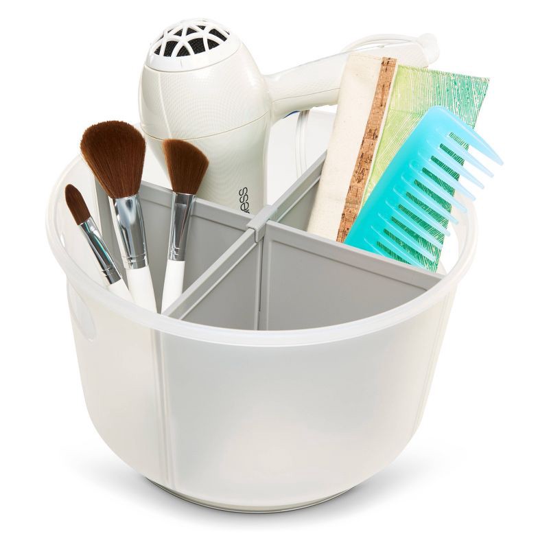 slide 3 of 5, Divided Tote Frost/Gray - Madesmart: Under Sink Organizer, Polypropylene Material, with Handles & Dividers, 1 ct