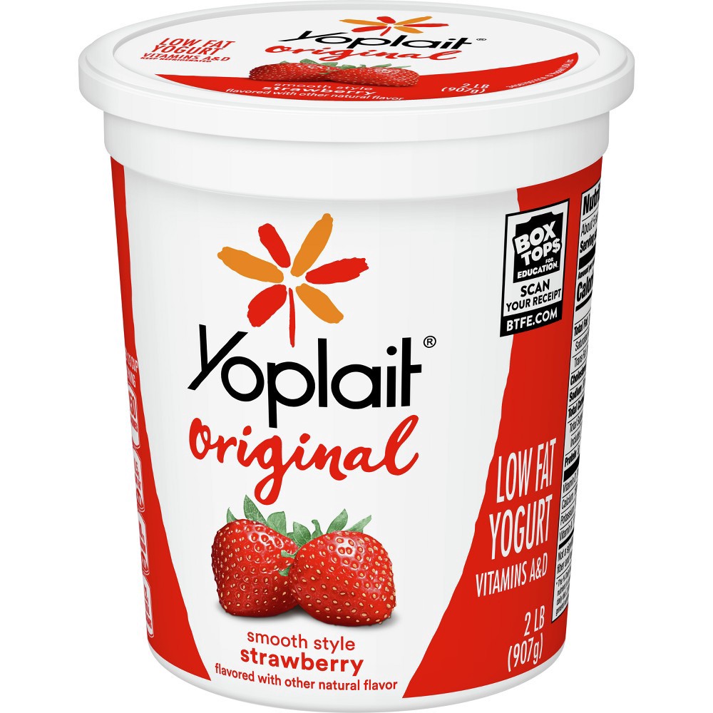 slide 5 of 8, Yoplait Original Smooth Style Strawberry Low Fat Yogurt, 32 OZ Yogurt Tub, 32 oz