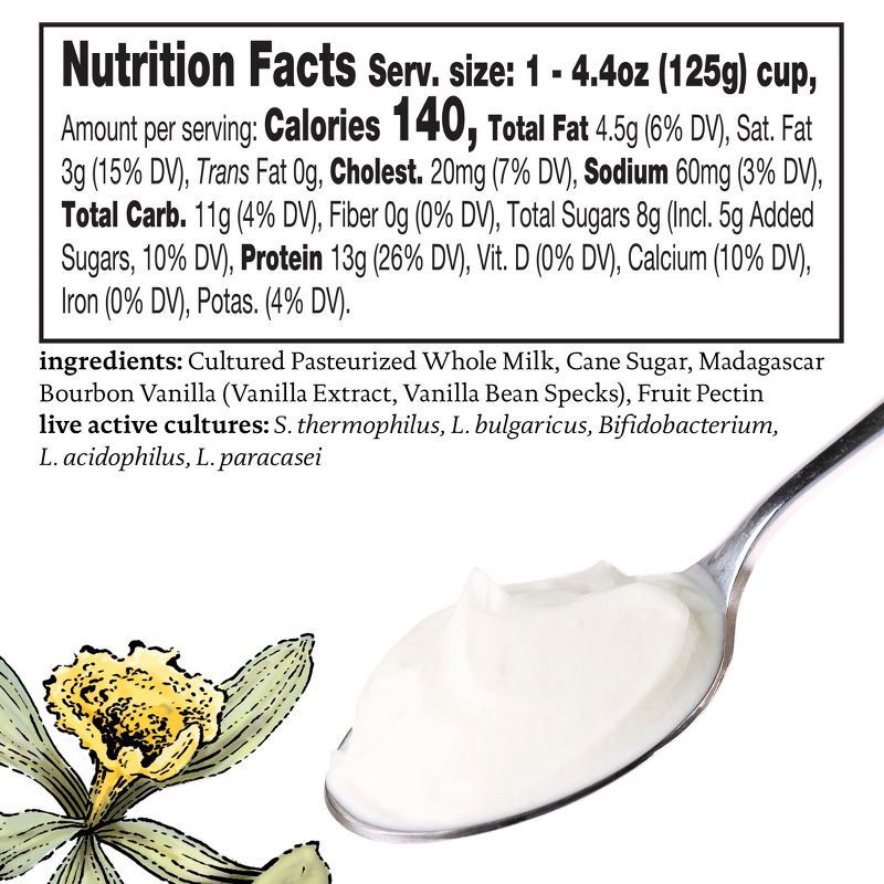 slide 7 of 12, Siggi's 4% Whole Milk Vanilla Icelandic-Style Skyr Yogurt - 13g Protein 4.4oz, 13 gram, 4.4 oz
