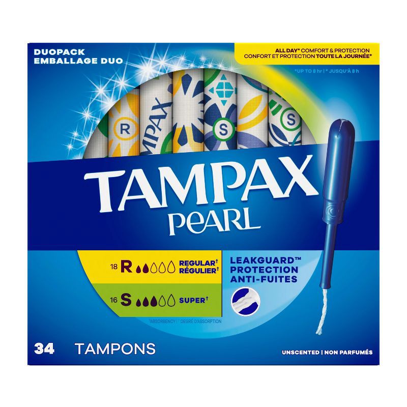slide 13 of 13, Tampax Pearl Duo Pack Tampons - Regular/Super - Unscented - 34ct, 34 ct