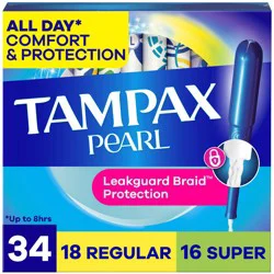 Tampax Pearl Duo Pack Tampons - Regular/Super - Unscented - 34ct