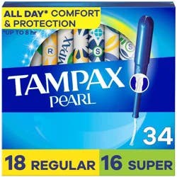 Tampax Pearl Duo Pack Tampons - Regular/Super - Unscented - 34ct