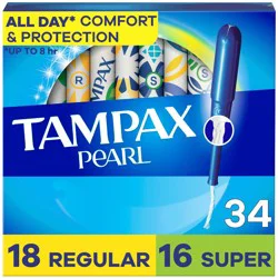 Tampax Pearl Duo Pack Tampons - Regular/Super - Unscented - 34ct