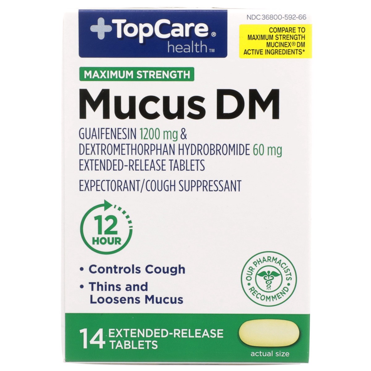 slide 7 of 8, TopCare Mucus Dm Maximum Strength Extended-Release Tablets, 14 ct