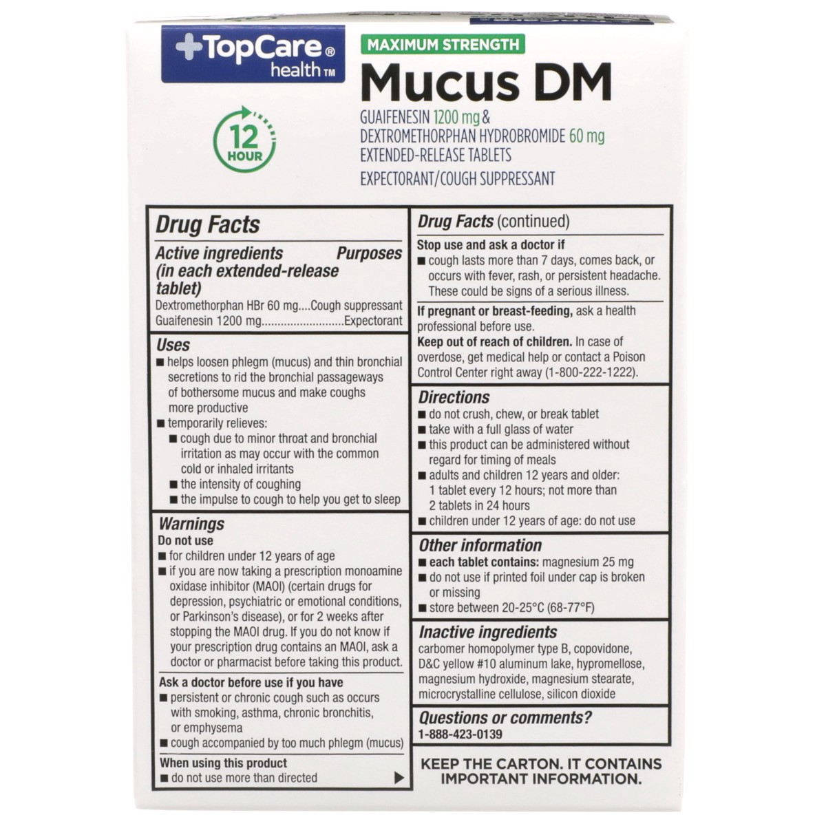 slide 8 of 8, TopCare Mucus Dm Maximum Strength Extended-Release Tablets, 14 ct