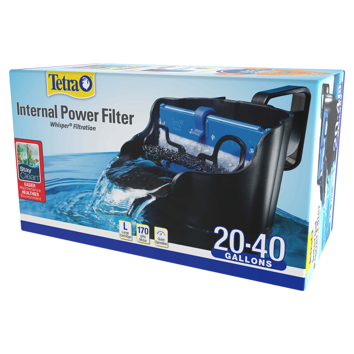 slide 3 of 3, Tetra Whisper Internal Filter 20 To, For Aquariums, In-Tank Filtration With Air Pump, 40 gal