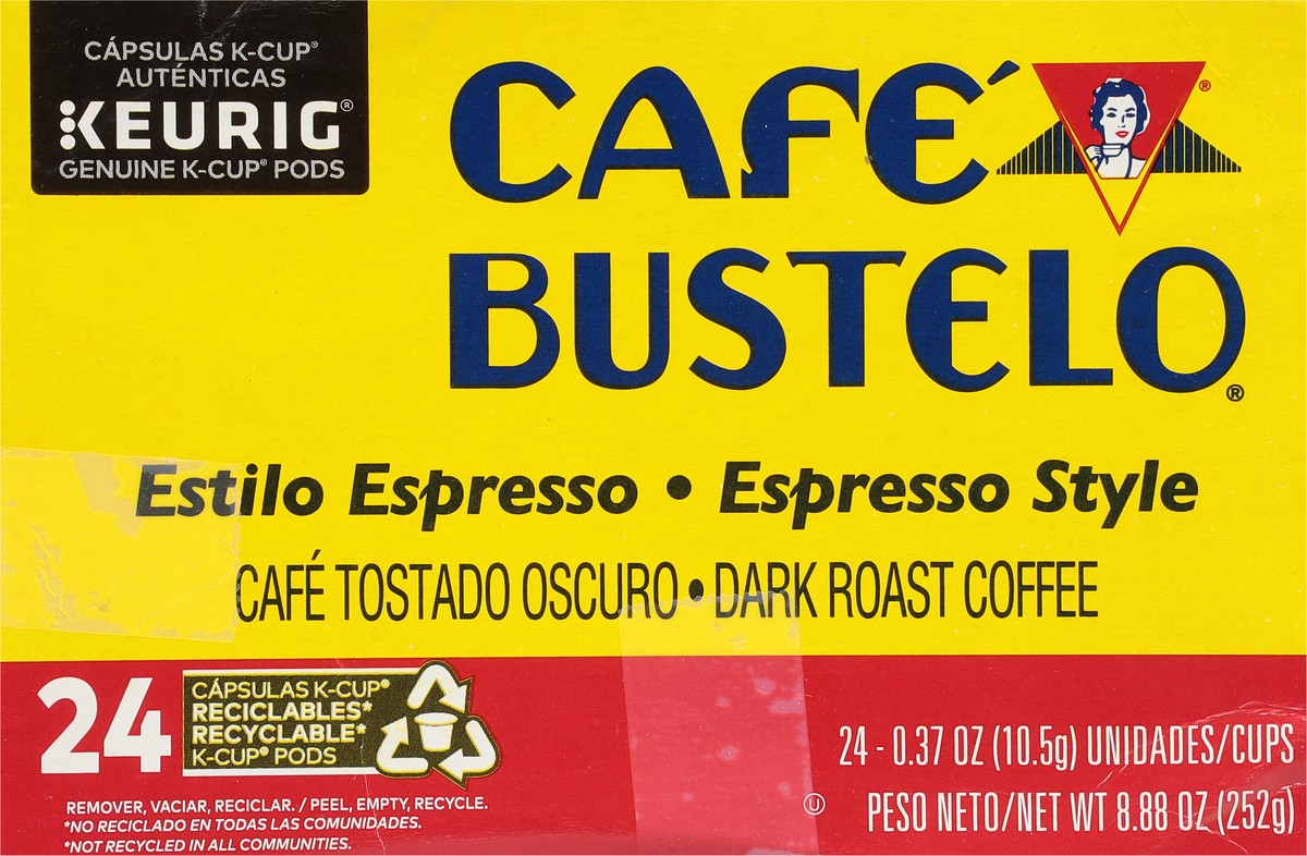 slide 7 of 9, Café Bustelo Espresso Style, Dark Roast Coffee, Keurig K-Cup Pods- 24 ct, 24 ct