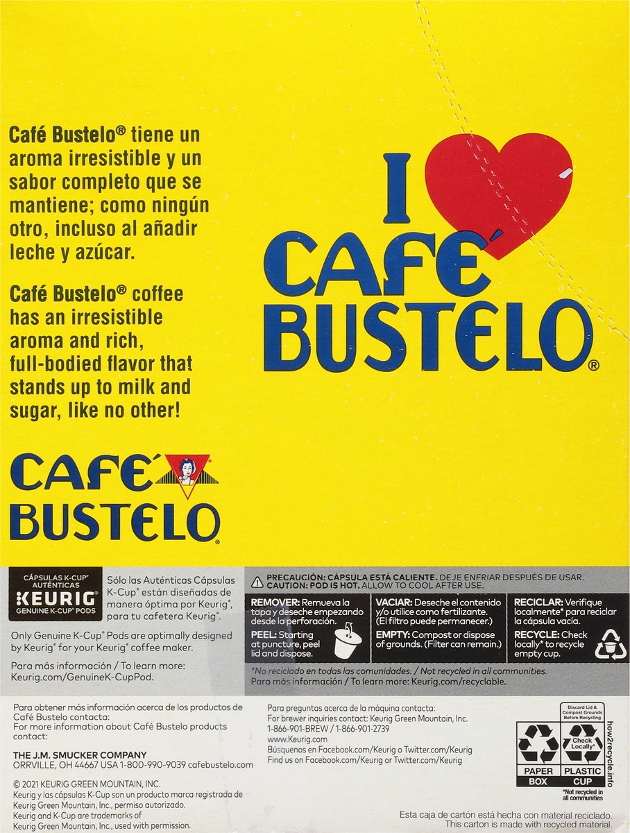 slide 6 of 9, Café Bustelo Espresso Style, Dark Roast Coffee, Keurig K-Cup Pods- 24 ct, 24 ct