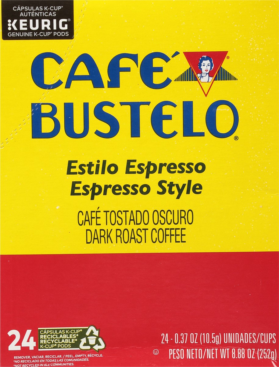 slide 5 of 9, Café Bustelo Espresso Style, Dark Roast Coffee, Keurig K-Cup Pods- 24 ct, 24 ct