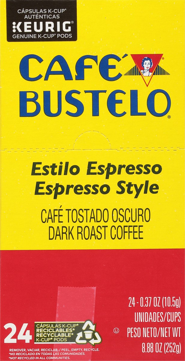 slide 8 of 9, Café Bustelo Espresso Style, Dark Roast Coffee, Keurig K-Cup Pods- 24 ct, 24 ct